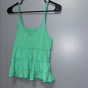 American Eagle Outfitters Green Ruffled Tiered Camisole